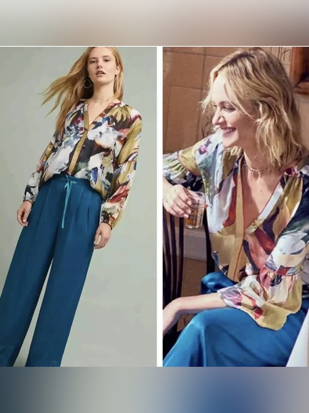 NWOT Anthropologie Vineet Bahl Sunbound Silk Blouse in abstract print. Size S.